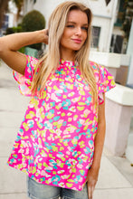 Load image into Gallery viewer, Feeling Femme in Pink Floral Print Frill Mock Neck Blouse
