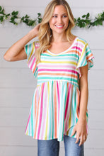 Load image into Gallery viewer, Lavender Rainbow Stripe Babydoll To
