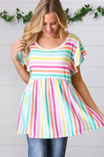 Load image into Gallery viewer, Lavender Rainbow Stripe Babydoll To
