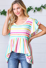 Load image into Gallery viewer, Lavender Rainbow Stripe Babydoll To
