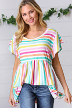 Load image into Gallery viewer, Lavender Rainbow Stripe Babydoll To

