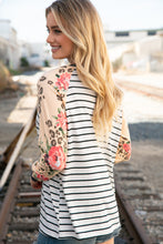 Load image into Gallery viewer, Stripe and Peach Leopard Floral Color Block Top
