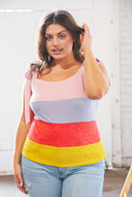 Load image into Gallery viewer, Pink/Lavender Waffle Thermal Color Block Slim Fit Top
