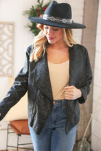 Load image into Gallery viewer, Black Holiday Matte Foiled Cheetah Print Blazer Jacket
