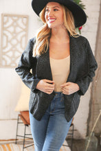 Load image into Gallery viewer, Black Holiday Matte Foiled Cheetah Print Blazer Jacket
