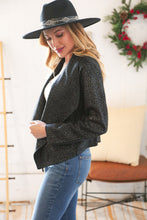 Load image into Gallery viewer, Black Holiday Matte Foiled Cheetah Print Blazer Jacket
