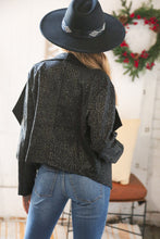 Load image into Gallery viewer, Black Holiday Matte Foiled Cheetah Print Blazer Jacket
