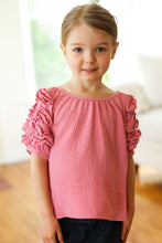 Load image into Gallery viewer, Kids Lovely Rose Ruffle Sleeve Side Slit Top
