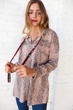 Load image into Gallery viewer, Beige Striped Animal Print Drawstring Hoodie
