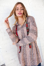 Load image into Gallery viewer, Beige Striped Animal Print Drawstring Hoodie
