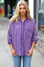 Load image into Gallery viewer, Violet Washed Cotton Gauze Button Down Shirt
