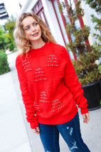 Load image into Gallery viewer, More The Merrier Red Pearl Christmas Tree Jacquard Sweater
