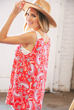 Load image into Gallery viewer, Coral Paisley Scallop Crochet Strap Tank Top
