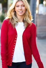 Load image into Gallery viewer, Day On The Town Red Snap Button Rib Cardigan
