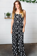 Load image into Gallery viewer, Black Abstract Wave Button Jumpsuit
