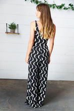 Load image into Gallery viewer, Black Abstract Wave Button Jumpsuit

