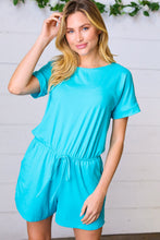 Load image into Gallery viewer, Ice Blue Brushed Knit Elastic Waist Pocketed Romper
