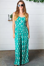 Load image into Gallery viewer, Kelly Green Abstract Wave Button Jumpsuit
