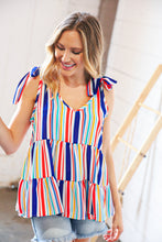 Load image into Gallery viewer, Multicolor Vertical Stripe Tie Bow Woven Top
