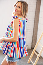 Load image into Gallery viewer, Multicolor Vertical Stripe Tie Bow Woven Top
