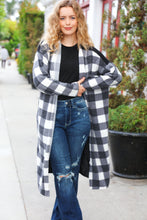 Load image into Gallery viewer, Get To Know You Black Buffalo Plaid Hacci Cardigan
