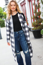 Load image into Gallery viewer, Get To Know You Black Buffalo Plaid Hacci Cardigan
