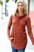 Load image into Gallery viewer, Rust Marled Cowl Neck Pocketed Top
