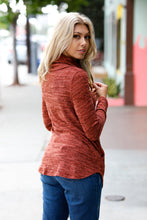 Load image into Gallery viewer, Rust Marled Cowl Neck Pocketed Top
