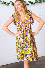Load image into Gallery viewer, Indigo &amp; Lemon Floral Babydoll Ruffle Dress
