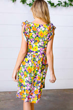 Load image into Gallery viewer, Indigo &amp; Lemon Floral Babydoll Ruffle Dress
