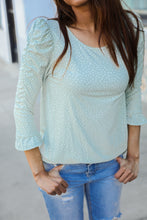 Load image into Gallery viewer, Dazzle in Grey Animal Print Ruched Sleeve Round Neck Top
