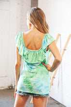 Load image into Gallery viewer, Lime Square Neck Ruffle Tie Dye Tank Top
