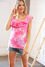 Load image into Gallery viewer, Fuchsia Square Neck Ruffle Tie Dye Tank Top
