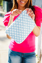 Load image into Gallery viewer, Blue &amp; White Checker Cloth/Knit Travel Bag
