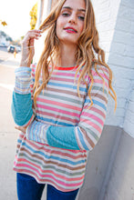 Load image into Gallery viewer, Coral Taupe Multistrip Rib Out Seam Detail Top
