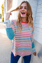 Load image into Gallery viewer, Coral Taupe Multistrip Rib Out Seam Detail Top
