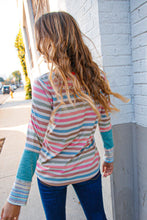 Load image into Gallery viewer, Coral Taupe Multistrip Rib Out Seam Detail Top
