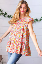 Load image into Gallery viewer, Sunset Floral Print Ruffle Tiered Keyhole Top
