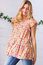 Load image into Gallery viewer, Sunset Floral Print Ruffle Tiered Keyhole Top
