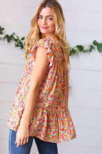 Load image into Gallery viewer, Sunset Floral Print Ruffle Tiered Keyhole Top
