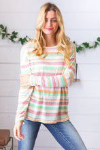 Load image into Gallery viewer, Green Apple &amp; Tangerine Textured Vintage Stripe Top

