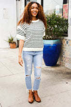 Load image into Gallery viewer, You've Got This Ivory &amp; Black Wavy Stripe Pattern Sweater Top
