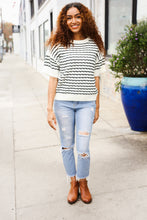 Load image into Gallery viewer, You've Got This Ivory &amp; Black Wavy Stripe Pattern Sweater Top
