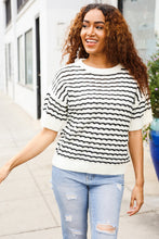 Load image into Gallery viewer, You've Got This Ivory &amp; Black Wavy Stripe Pattern Sweater Top
