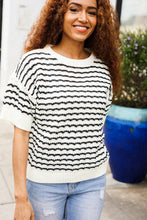 Load image into Gallery viewer, You've Got This Ivory &amp; Black Wavy Stripe Pattern Sweater Top
