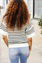 Load image into Gallery viewer, You've Got This Ivory &amp; Black Wavy Stripe Pattern Sweater Top
