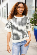 Load image into Gallery viewer, You've Got This Ivory &amp; Black Wavy Stripe Pattern Sweater Top
