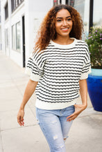 Load image into Gallery viewer, You've Got This Ivory &amp; Black Wavy Stripe Pattern Sweater Top
