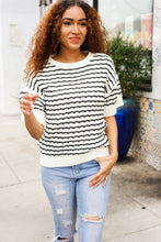 Load image into Gallery viewer, You've Got This Ivory &amp; Black Wavy Stripe Pattern Sweater Top
