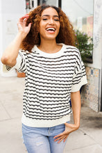 Load image into Gallery viewer, You've Got This Ivory &amp; Black Wavy Stripe Pattern Sweater Top
